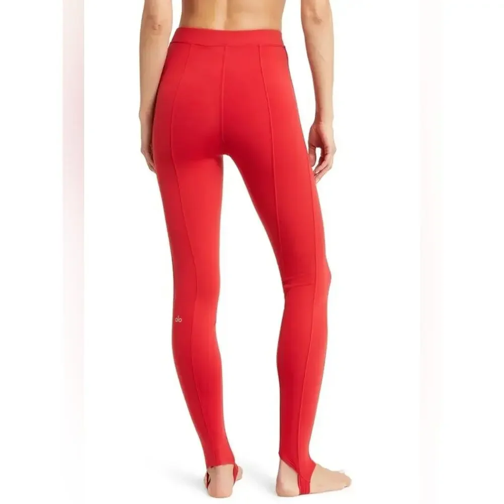 Alo Yoga High Waist Stirrup Leggings – NWOT – Classic Red – Size M
